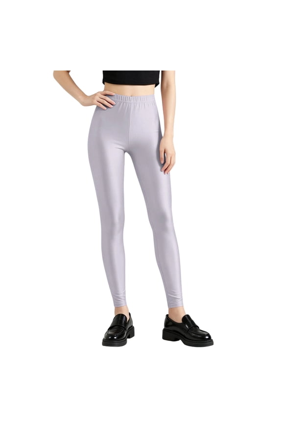 Womens Leggings Shiny Stretch Milk Silk Solid Soft Breathable High Elastic Base Layer Pants for Daily Gift