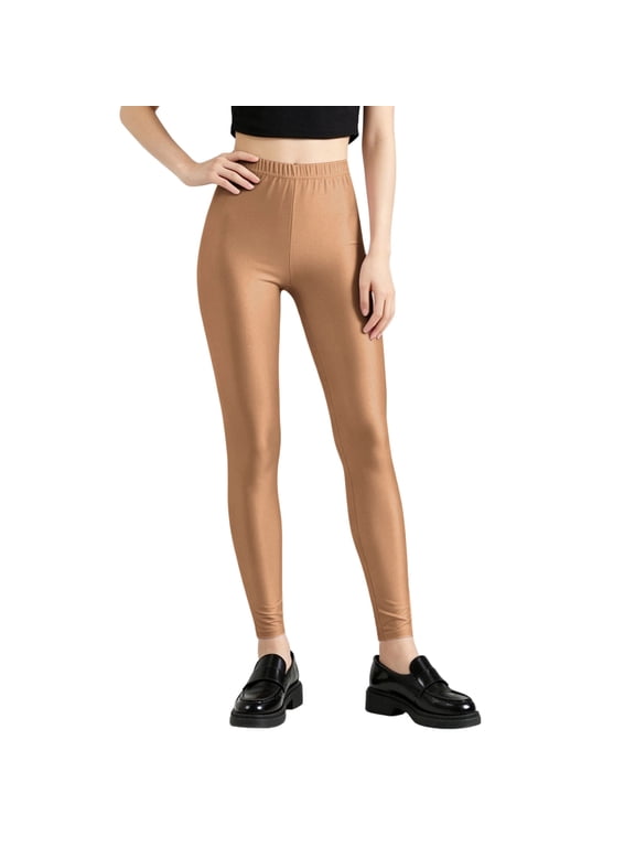 Womens Leggings Shiny Stretch Milk Silk Solid Soft Breathable High Elastic Base Layer Pants for Daily Gift