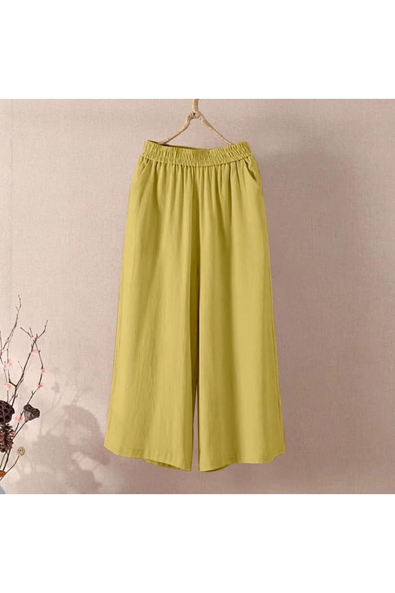Womens Linen Shorts Elastic Waistband Side Pocket Solid Soft Breathable Casual Summer Shorts Gift