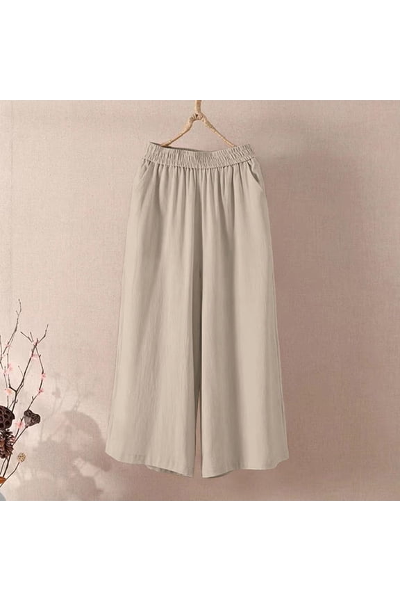 Womens Linen Shorts Elastic Waistband Side Pocket Solid Soft Breathable Casual Summer Shorts Gift