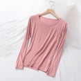 thumbnail image 1 of TaTaai Womens Long Sleeve Pajama Top Thin Solid Color Casual Sleepwear Lounge Wear for Home Winter Gift, 1 of 9