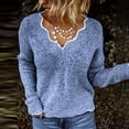 thumbnail image 1 of TaTaai Womens Long Sleeve Tops V Neck Solid Embroidered Casual Pullover Blouse Loose for Daily Work, 1 of 7