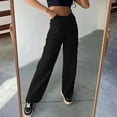 thumbnail image 1 of TaTaai Womens Low Waist Straight Leg Cargo Pants Slim Fit Solid Workwear Trousers for Daily, 1 of 7