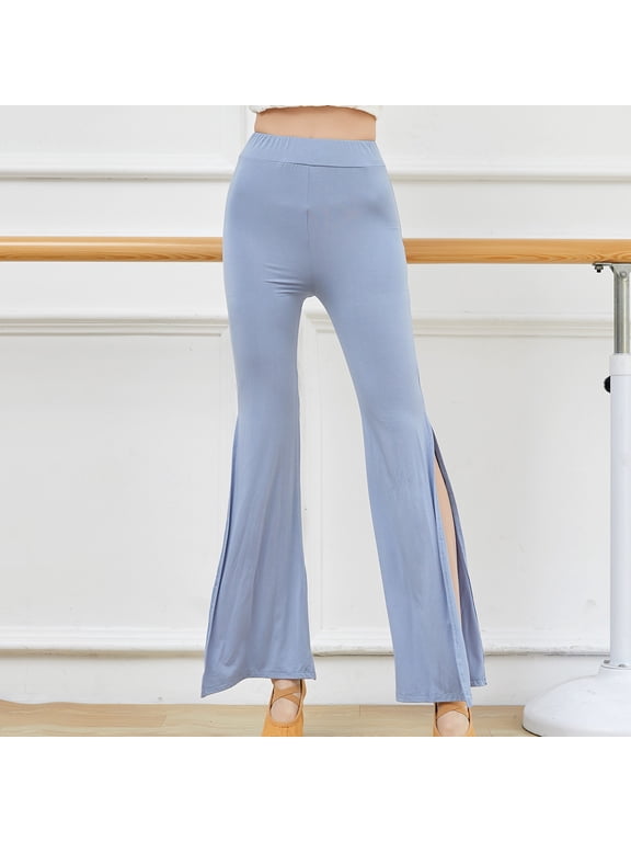 Womens Modal Side Split Flare Yoga Pants Wide Leg Loose High Waist Stretchy for Daily Dance Yoga Beach