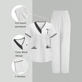 thumbnail image 1 of TaTaai Womens Open Front Nurse Uniform Set V Neck Short Sleeve Medical Scrubs with Pants for Daily Clinic Gift, 1 of 9