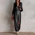 thumbnail image 1 of TaTaai Womens Party Long Sleeve Sequin Maxi Dress High Slit Evening Gown Glitter Formal Prom Night Club Dress Gift, 1 of 9