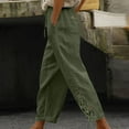 thumbnail image 1 of TaTaai Womens Patchwork High Waist Drawstring Pocket Button Closure Cropped Pants For Daily Casual Wear, 1 of 9