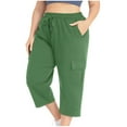 thumbnail image 1 of TaTaai Womens Plus Size Capri Pants Elastic Waist Drawstring Solid with Pockets Casual for Daily, 1 of 9