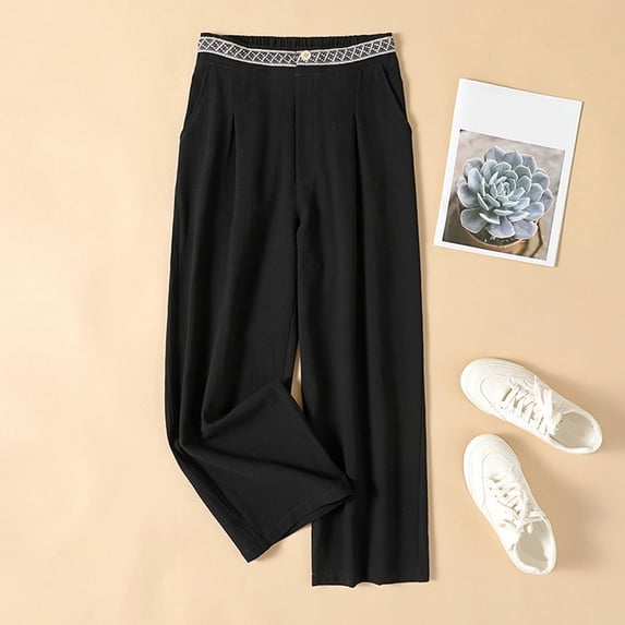 TaTaai Womens Plus Size Capri Pants Elastic Waist Harem Wide Leg Solid Casual Loose for Daily Summer