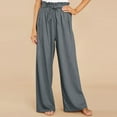 thumbnail image 1 of TaTaai Womens Plus Size Loose Linen Style Casual Long Pants With Drawstring Elastic Waist Soft Breathable For Home, 1 of 9