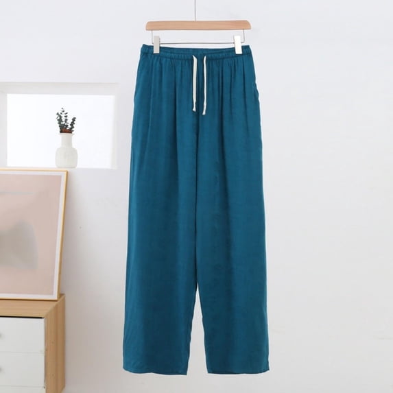 TaTaai Womens Plus Size Pants Elastic Drawstring Waist Twill Jacquard Straight Leg Solid Soft Breathable Casual Trousers Gift