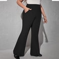 thumbnail image 1 of TaTaai Womens Plus Size Yoga Pants Flared Wide Leg High Waisted Tummy Control Solid Soft Stretchy Breathable Casual Flared Trousers Gift, 1 of 9