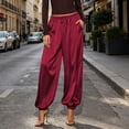 thumbnail image 1 of TaTaai Womens Satin Drawstring Elastic High Waist Jogger Pants with Pockets Tapered Casual Trousers Bottoms for Daily Home, 1 of 9