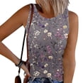 thumbnail image 1 of TaTaai Womens Sleeveless Blouses Crew Neck Button Front Printed Solid Soft Breathable Tank for Summer Gift, 1 of 5