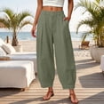 thumbnail image 1 of TaTaai Womens Solid Elastic Waist Pants with Pockets Loose Casual Trousers Bottoms for Daily Home, 1 of 6