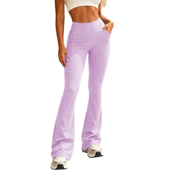 TaTaai Womens Solid Quick Dry Flare Yoga Pants High Waist Hip Lifting Tight Leggings Trousers for Daily Gym