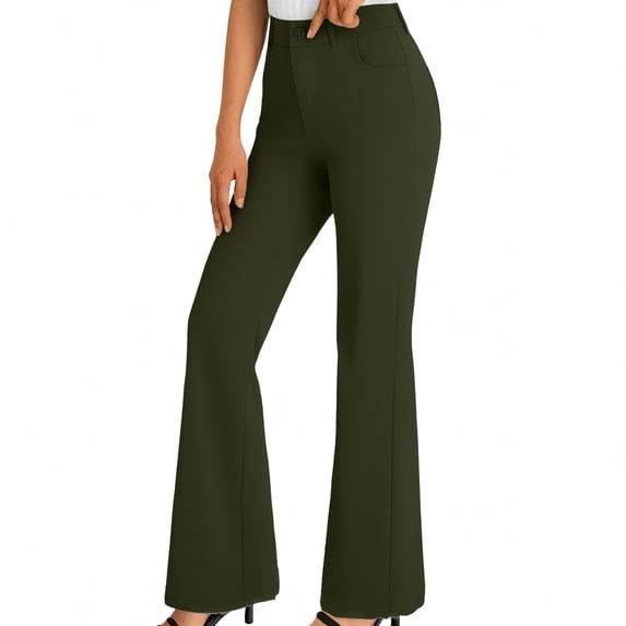 TaTaai Womens Straight Leg Suit Pants Solid Color High Waisted with Pockets Elegant Loose Fit Lightweight Breathable for Daily Work Office