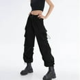 thumbnail image 1 of TaTaai Womens Summer Cargo Pants Mid Waist Solid Straight Leg Casual Trousers with Pockets for Daily, 1 of 8