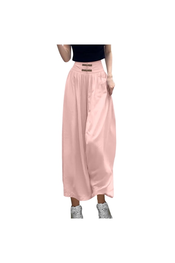Womens Summer New Chinese Style Disk Button Loose Wide Leg Pants Thin Breathable for Daily Casual Beach