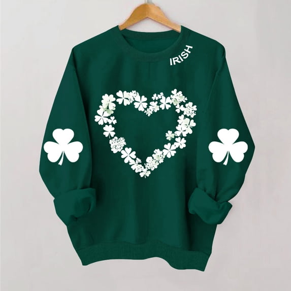 TaTaai Womens Sweatshirts Long Sleeve Round Neck St Patricks Day Print Pullover Blouse Casual Comfy Soft for Holiday Daily