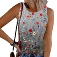 thumbnail image 1 of TaTaai Womens Tank Tops Sleeveless Regular Fit Crew Neck Printed Button Front Solid Soft Breathable Vest for Summer Gift, 1 of 5