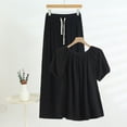 thumbnail image 1 of TaTaai Womens Two Piece Set Off Shoulder Short Sleeve Puff Sleeve Top with Drawstring Waist Straight Leg Pants Solid Soft Breathable Casual Outfit Gift, 1 of 6