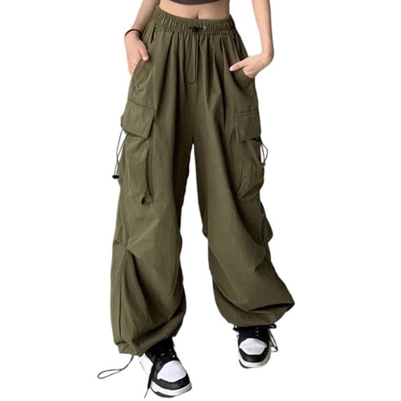 TaTaai Womens Wide Leg Pants Casual Loose Fit Cropped Trousers High Waist Adjustable Drawstring Ruffled Hem Breathable for Beach Holiday Gift