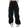 thumbnail image 1 of TaTaai Womens Wide Leg Pants Casual Loose Fit Cropped Trousers High Waist Adjustable Drawstring Ruffled Hem Breathable for Beach Holiday Gift, 1 of 2