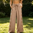 thumbnail image 1 of TaTaai Womens Wide Leg Pants Casual Loose Fit Cropped Trousers High Waist Adjustable Drawstring Ruffled Hem Breathable for Beach Holiday Gift, 1 of 7