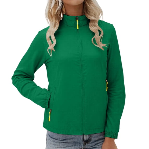 TaTaai Womens Windbreaker Long Sleeve Solid Lightweight Packable Outdoor Jacket for Hiking Travel Camping