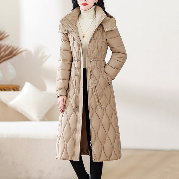 TaTaai Womens Winter Coat Detachable Sleeve Hooded Quilted Jacket Slim Fit Warm Parka with Removable Hood for Cold Weather