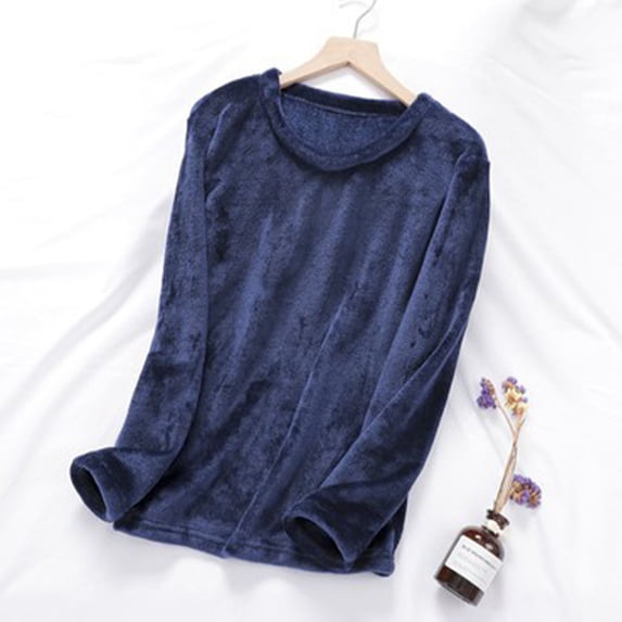 TaTaai Womens Winter Flannel Pajama Top Solid Color Long Sleeve Sleepwear Lounge Wear Can Be Worn As Outerwear for Home Gift