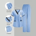 thumbnail image 1 of TaTaai Womens Workwear Set V Neck Short Sleeve Nurse Uniform Top with Pants Pockets for Clinic Caregiver Daily Gift, 1 of 9