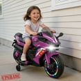 thumbnail image 1 of TaTee 12V Kids Electric Motorcycle, Battery Powered Ride-On Toy with Training Wheels for Boys & Girls Ages 3-6, Bluetooth Music & LED Lights, Deep Purple, 1 of 10