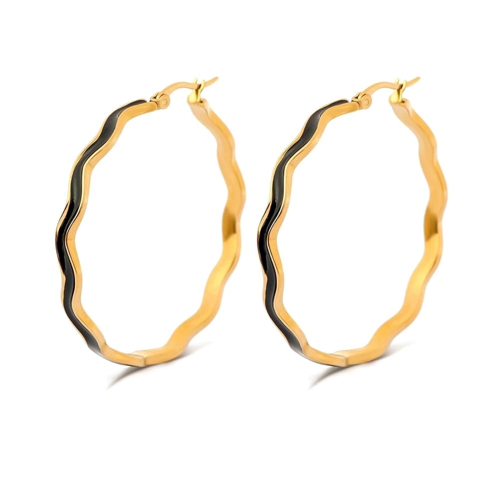 Lsnesstla Chunky Enamel Hoop Earrings for Women 18K Gold Plated Colorful Wave Earrings Jewelry  Gift for Girlfriend Wife