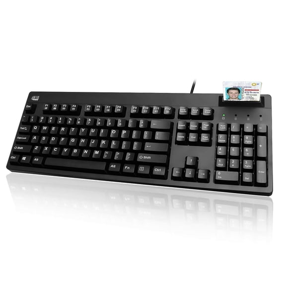 Adesso EasyTouch 630SB-TAA Smart Card Reader Keyboard with Large Print Keys, Made in Taiwan, TAA Compliant