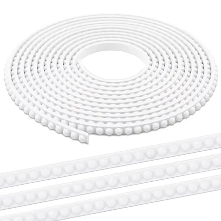 Taaizau 118" x 0.39" Peel & Stick Beaded Decorative Molding Trim, Flexible 3D Half-Round Dot Edge Strip for Home Decoration, Bathroom Mirror Frame, Cabinet, Backsplash Tile (Unfinished White)