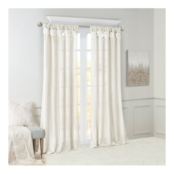 Tab Lined Window Curtain Panel White 50x108" White + Polyester