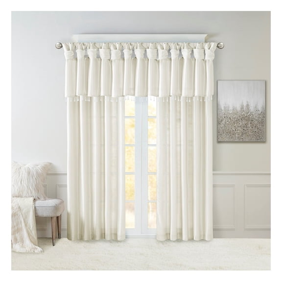 Tab Lined Window Curtain Panel White 50x95"