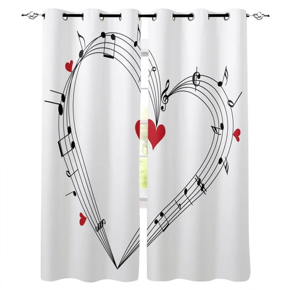 Tab Music Note Black White Window Curtains Dark Living Room Curtains Outdoor Kitchen Drapes Fabric Decor Kids