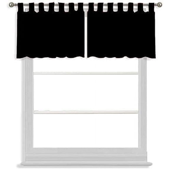 Tab Top Blackout Valance Curtains Panel Drapes Black 32 Wide by 24 Long - 1 Panel