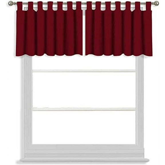 Tab Top Blackout Valance Curtains Panel Drapes Burgundy 40 Wide by 18 Long - 1 Panel