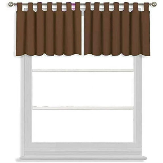 Tab Top Blackout Valance Curtains Panel Drapes Chocolete 40 Wide by 18 Long - 1 Panel