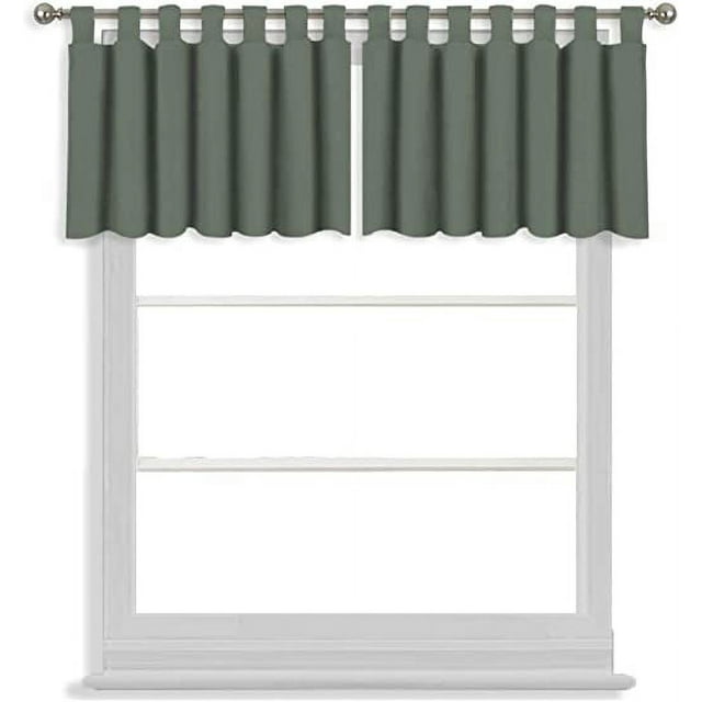 Tab Top Blackout Valance Curtains Panel Drapes Dark Grey 40 Wide by 16 Long - 1 Panel