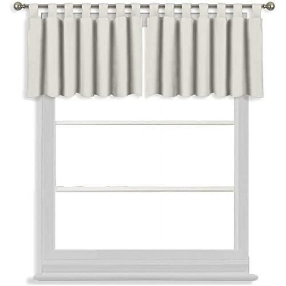 Tab Top Blackout Valance Curtains Panel Drapes Greyiesh White 32 Wide by 26 Long - 1 Panel