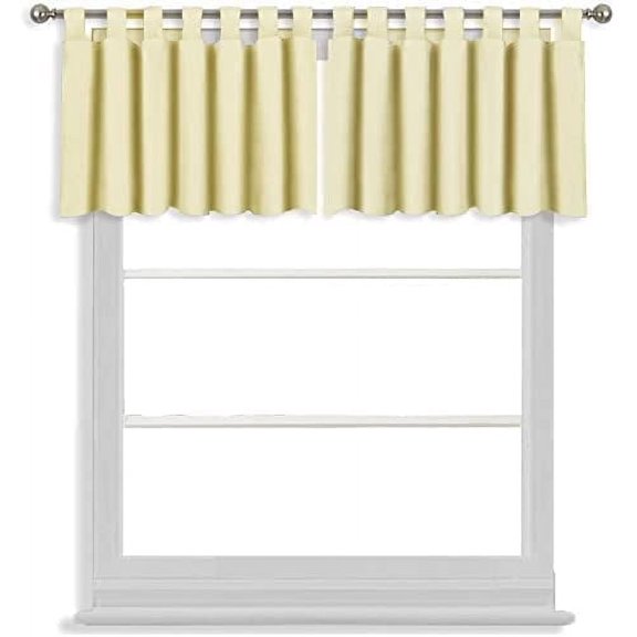 Tab Top Blackout Valance Curtains Panel Drapes Ivory 32 Wide by 20 Long - 1 Panel