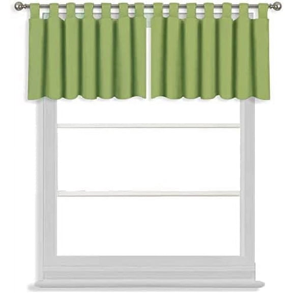 Tab Top Blackout Valance Curtains Panel Drapes Light Green 32 Wide by 16 Long - 1 Panel
