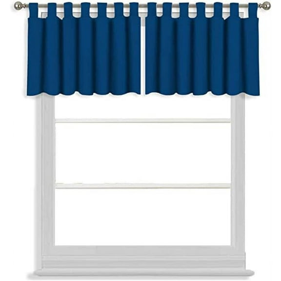 Tab Top Blackout Valance Curtains Panel Drapes Royal Blue 40 Wide by 14 Long - 1 Panel