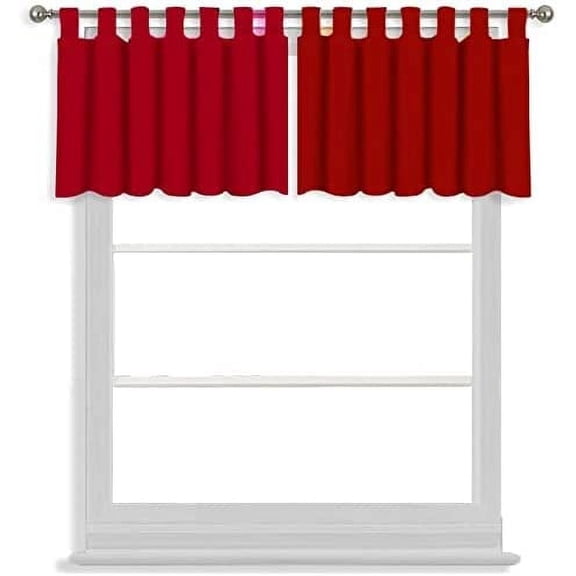 Tab Top Blackout Valance Curtains Panel Drapes True Red 40 Wide by 18 Long - 1 Panel