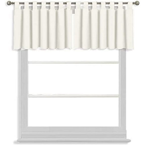 Tab Top Blackout Valance Curtains Panel Drapes White 32 Wide by 12 Long - 1 Panel